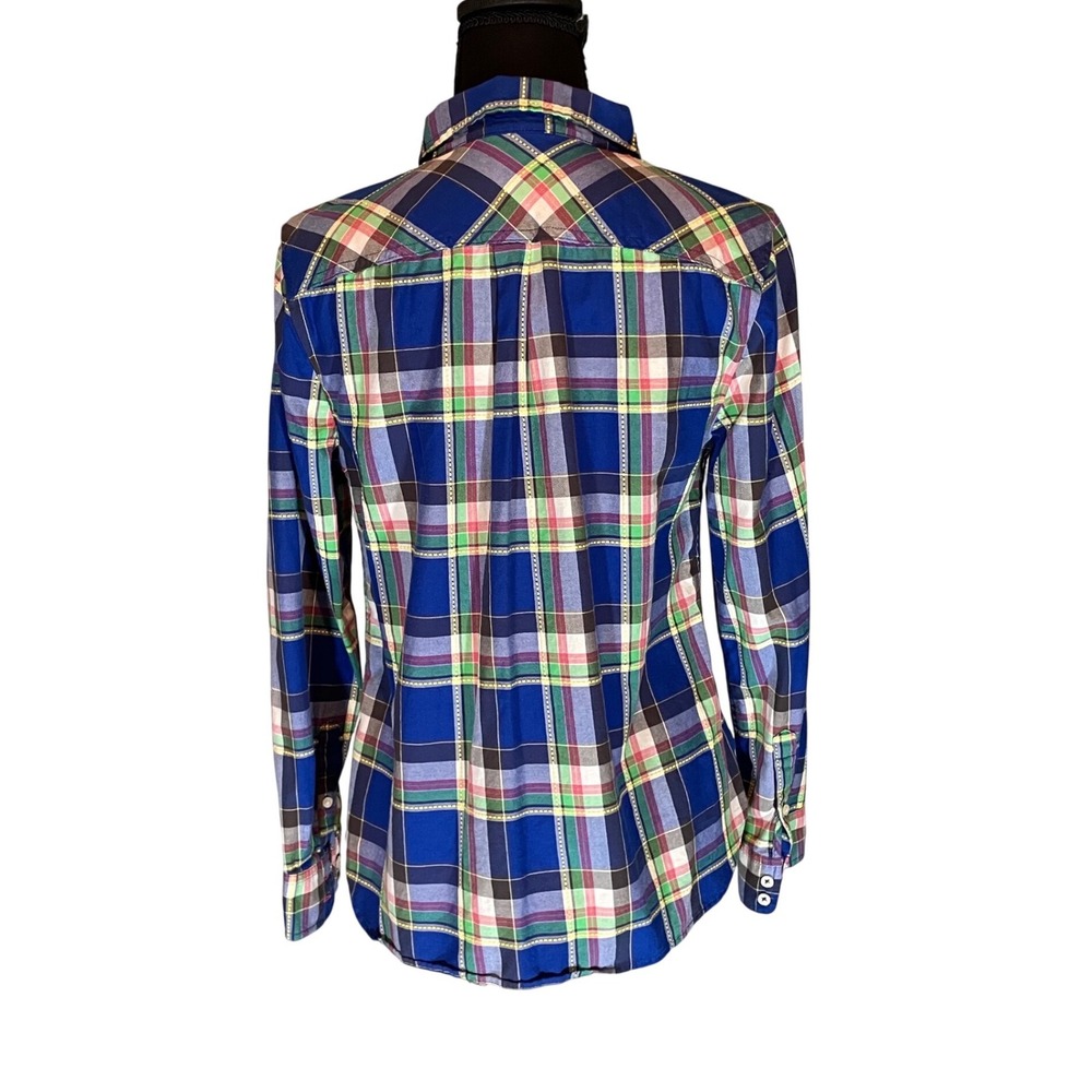 Talbots Petites Blue Multi Plaid Cotton Button Down Shirt Size SP  Coastal - Picture 2 of 6